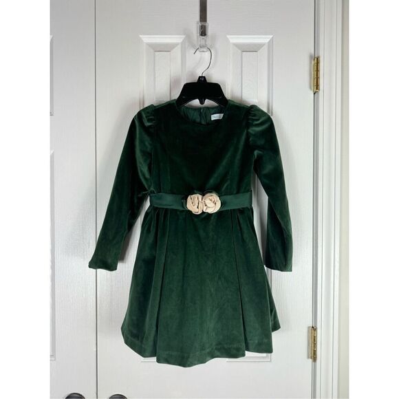 Abel & Lula Girls Green Velvet Dress Size 7 - Picture 1 of 4